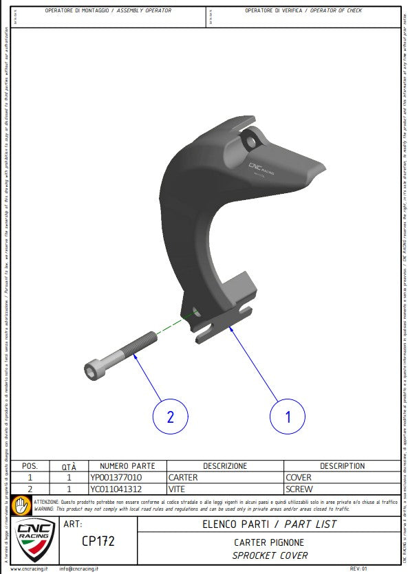 Ritzelafdekking Aluminium CNC Racing Ducati Panigale V4/S (2025) CP172 