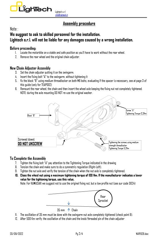 Kettenspanner LighTech BMW S1000RR K67 (19-25) TEBM003 