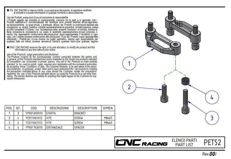 Soziussteun afdekplaten aluminium CNC racing Ducati Panigale V4/S (2025) PET52 