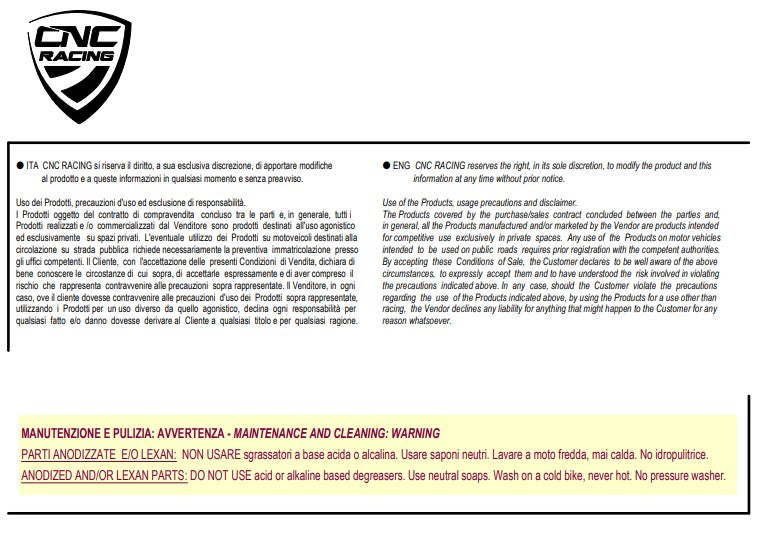 Tankdop met snelontgrendeling Livery Tricolore CNC Racing Ducati Panigale V4/S (2025) TS401R 