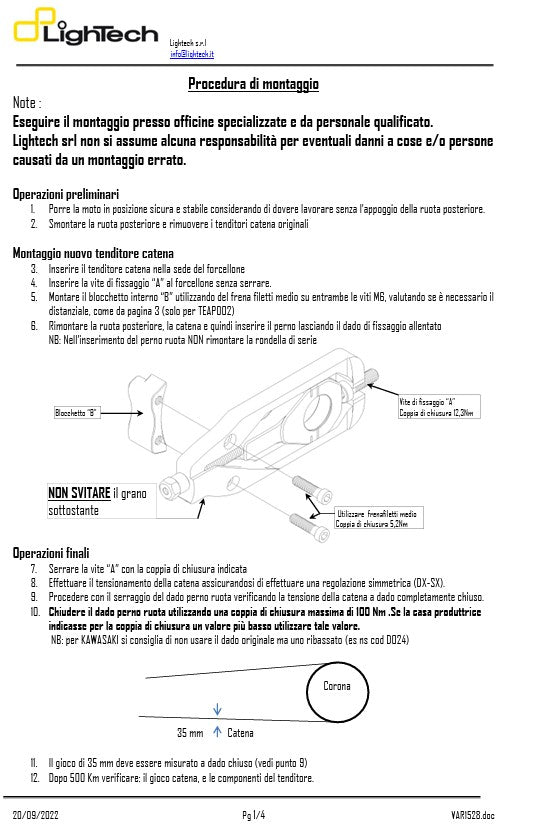 Kettenspanner LighTech Yamaha YZF-R1 RN22 (09-14) TEYA004 