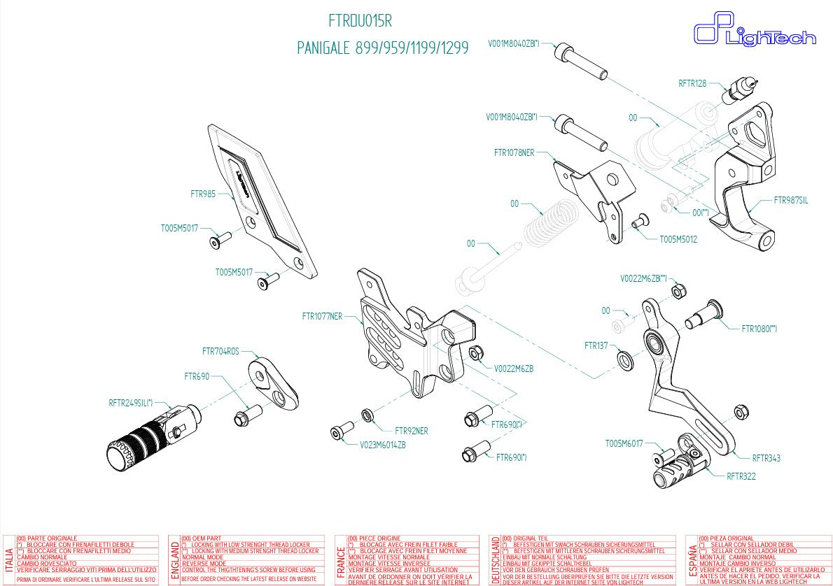 Voetsteun R LighTech Ducati Panigale 1299/S (15-18) FTRDU015R 