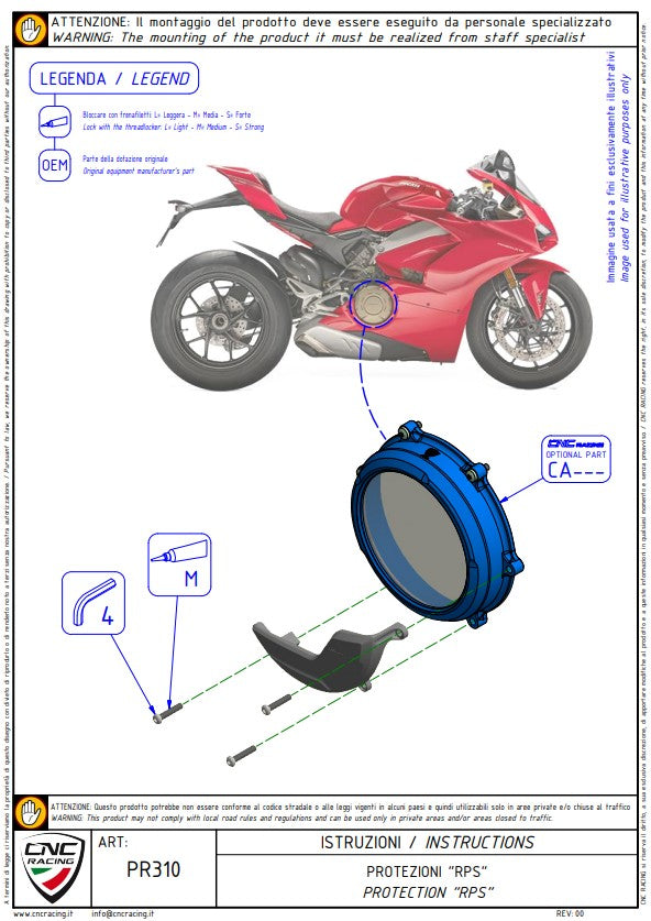 Aluminium Koppeling Beschermkap Bescherming CNC Racing Ducati Panigale V4/S (2025) PR310 