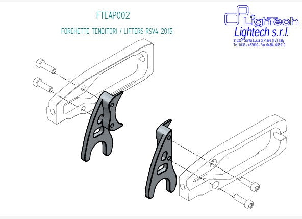 Standaardopnames voor LighTech kettingspanner TEAP003 Aprilia RSV4/RR/RF/1100 Factory (15-20) FTEAP002SIL 