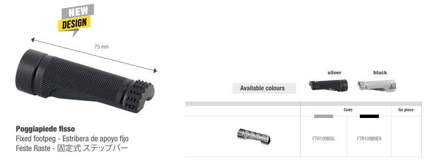 LighTech vervangende voetsteun vast 75 mm – Zilver/Zwart | FTR1098 