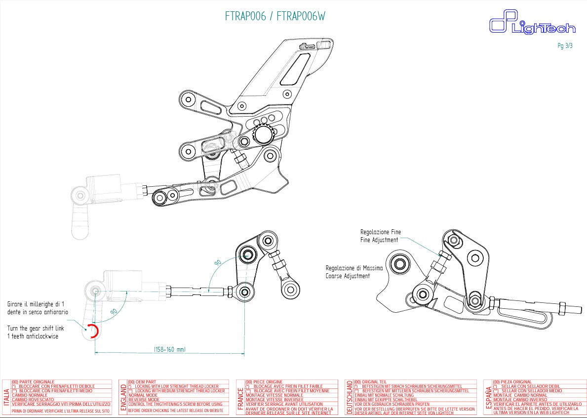 Voetsteun LighTech Omkeerfunctie Aprilia RSV4/RF/RR/1100 Factory (17-25) FTRAP006/W 