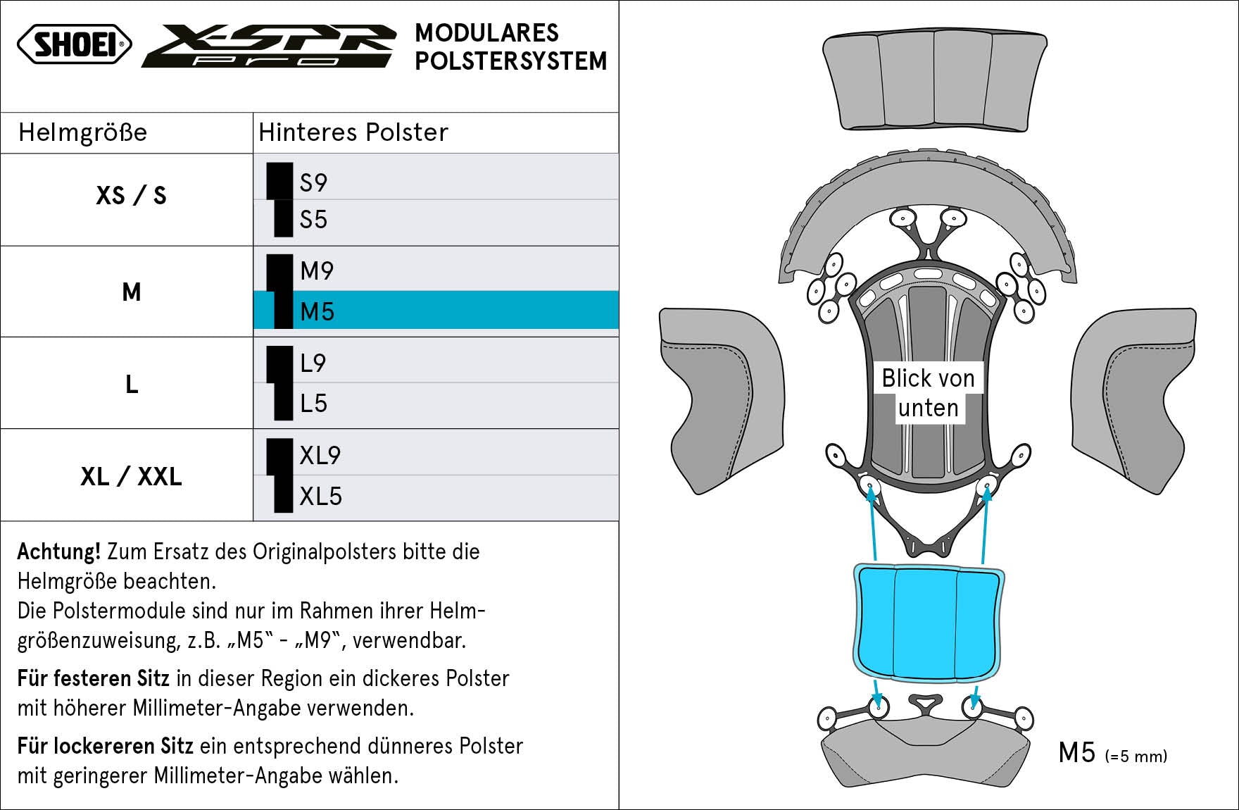 Shoei hoofdsteun achter M5 (XPRO) Type-P voor X-SPR PRO 