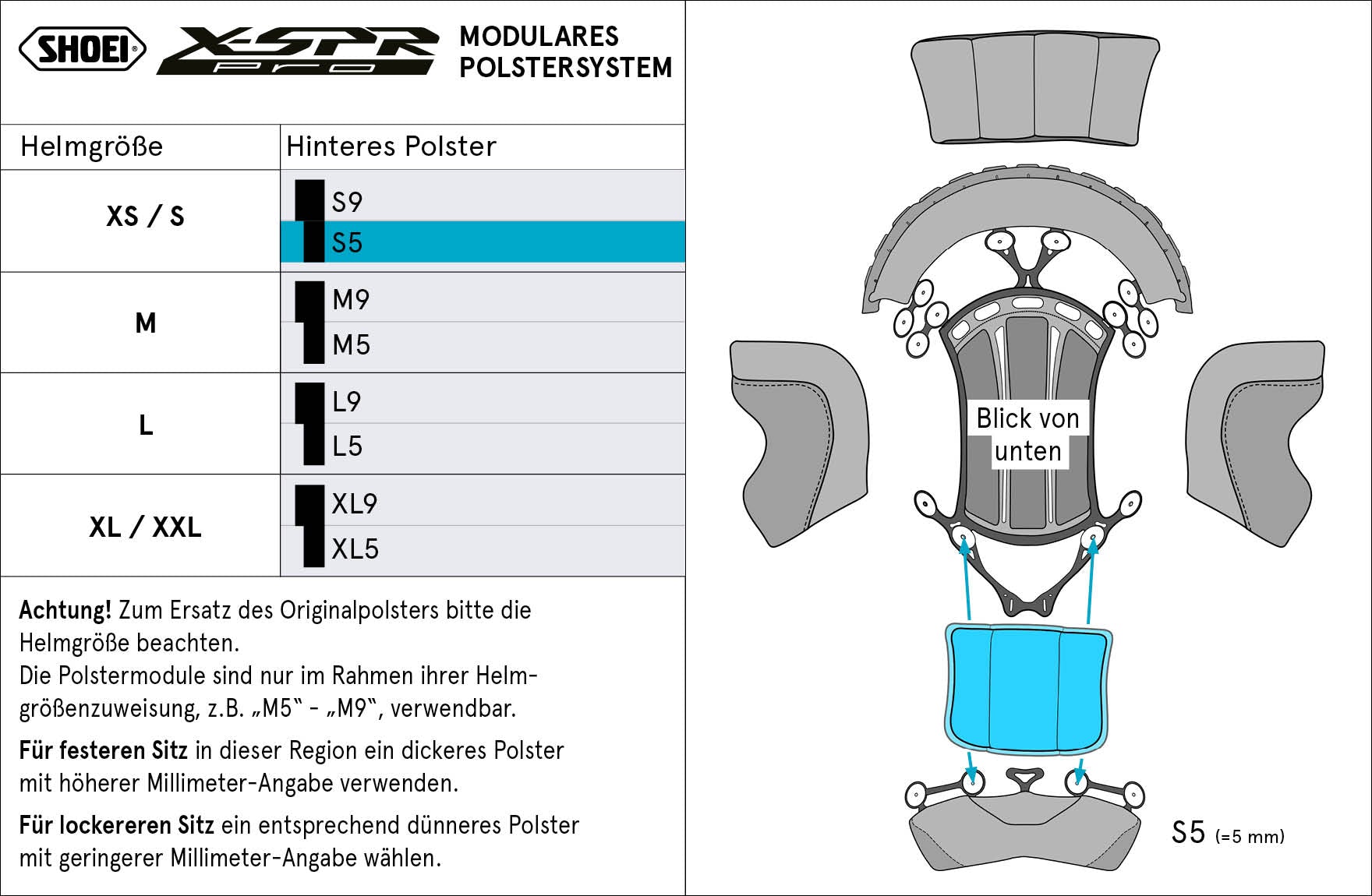 Shoei hoofdsteun achter S5 (XPRO) Type-P voor X-SPR PRO 