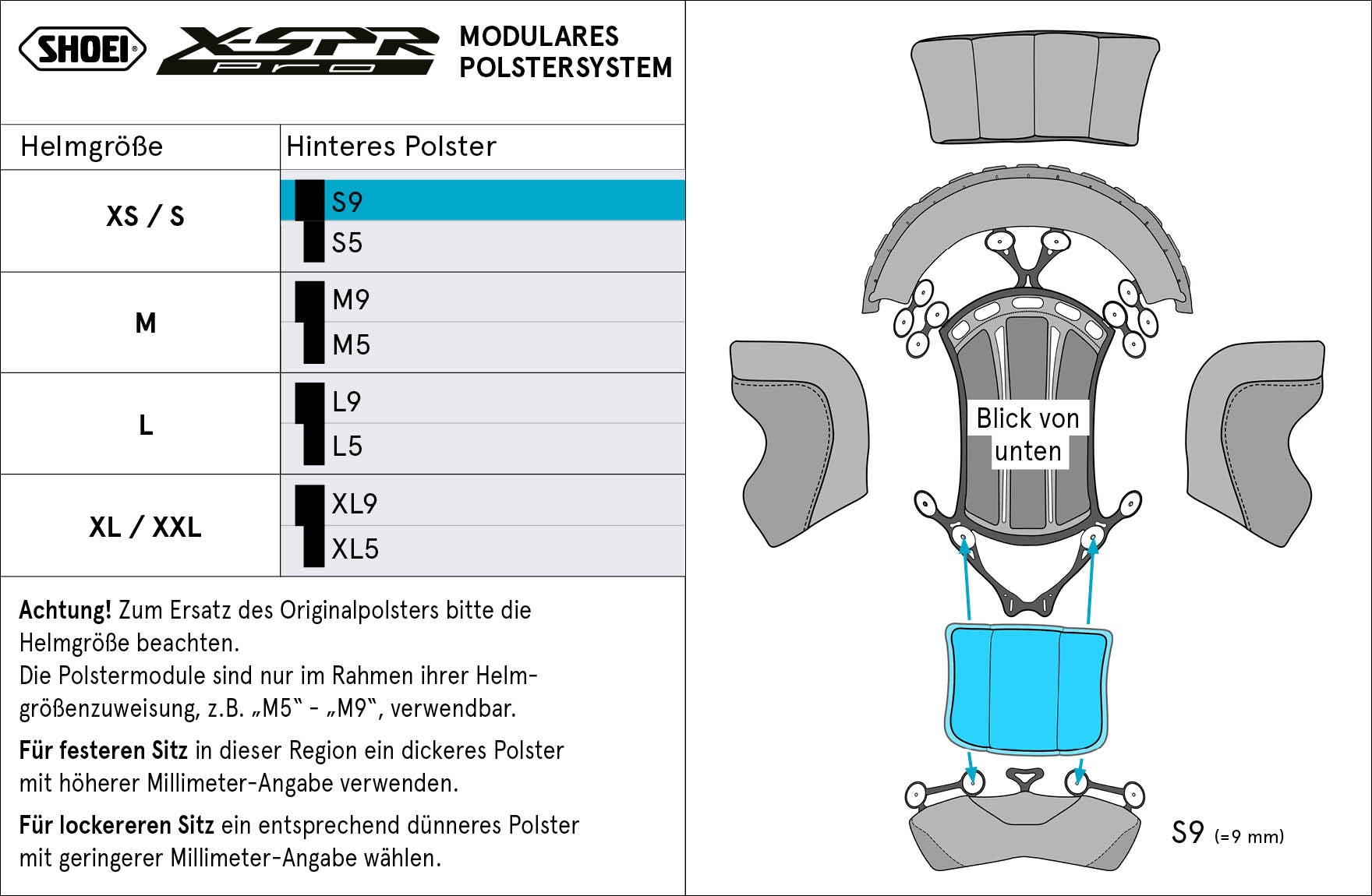 Shoei hoofdsteun achter S9 (XPRO) Type-P voor X-SPR PRO 