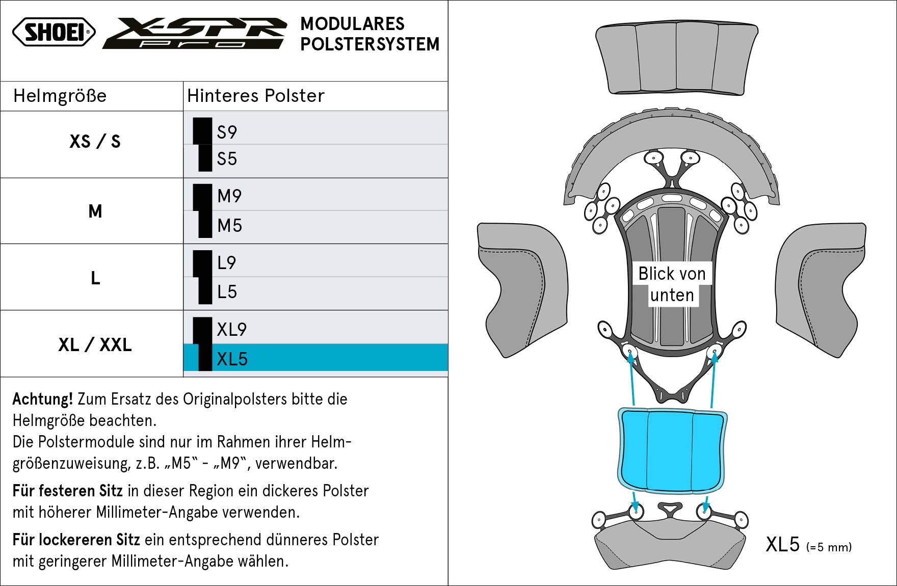 Shoei hoofdsteun achter XL5 (XPRO) Type-P voor X-SPR PRO 