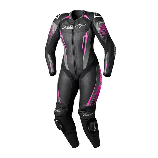 RST Tractech EVO D3O-eendelig pak Leren pak – Geperforeerd racepak | Dames | Zwart/Roze | 103643 