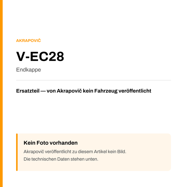 Akrapovic Endkappe V-EC28 — Platzhalter, kein Herstellerfoto verfügbar