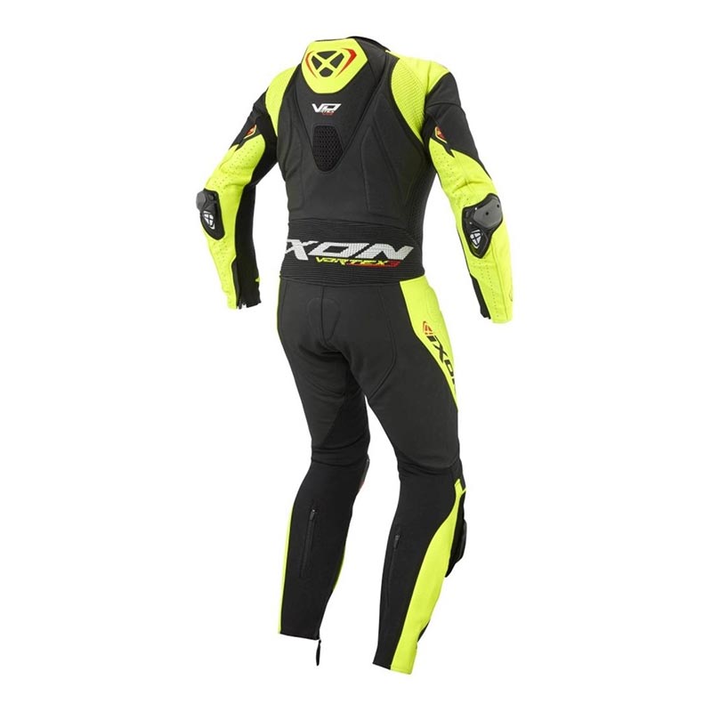 IXON Vortex 3 one-piece Leren pak – Geperforeerd racepak | Heren | Zwart/Neon Geel 