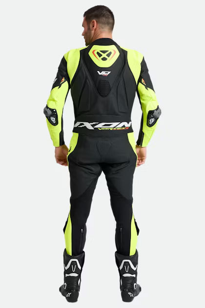 IXON Vortex 3 one-piece Leren pak – Geperforeerd racepak | Heren | Zwart/Neon Geel 