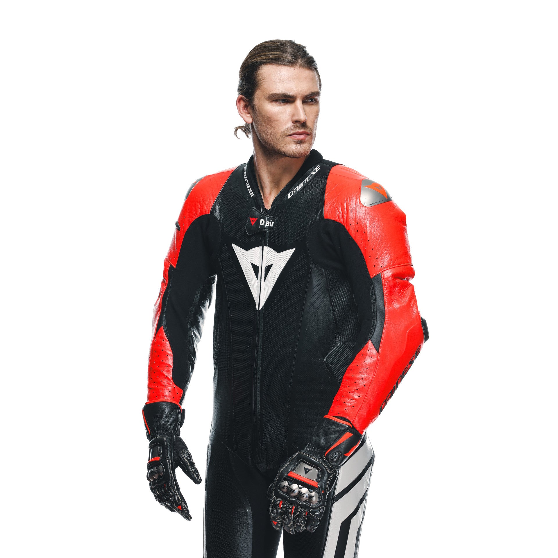 Dainese Mugello 3 D-AIR® Eendelig leren pak – Geperforeerd luchtzak racepak | Heren | Zwart/Rood 