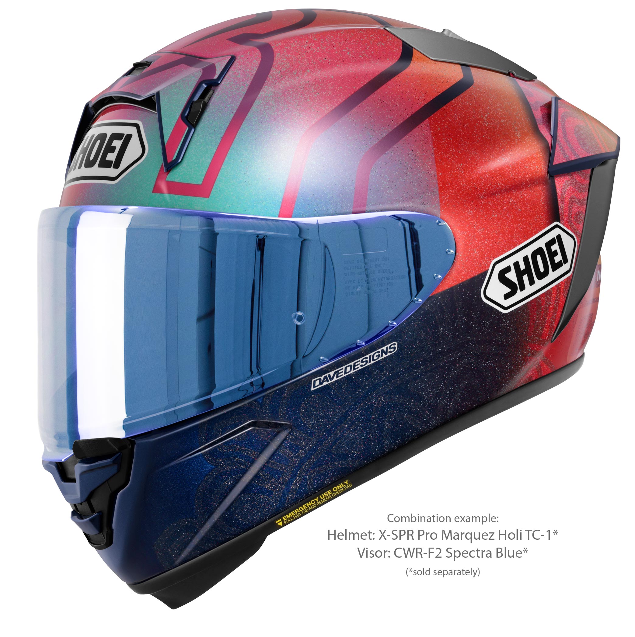 Shoei vizier X-SPR PRO (CWR-F2PN) Blauw Gecoat 