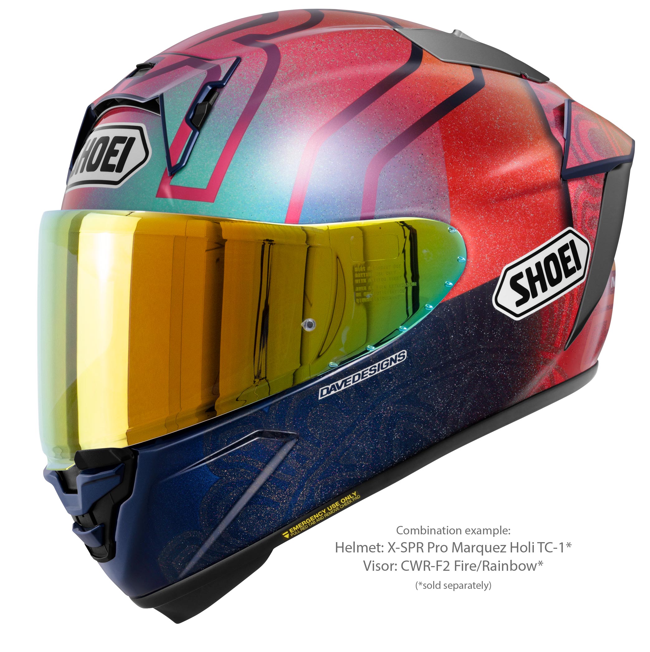 Shoei vizier X-SPR PRO (CWR-F2PN) Regenboog Spiegelend 