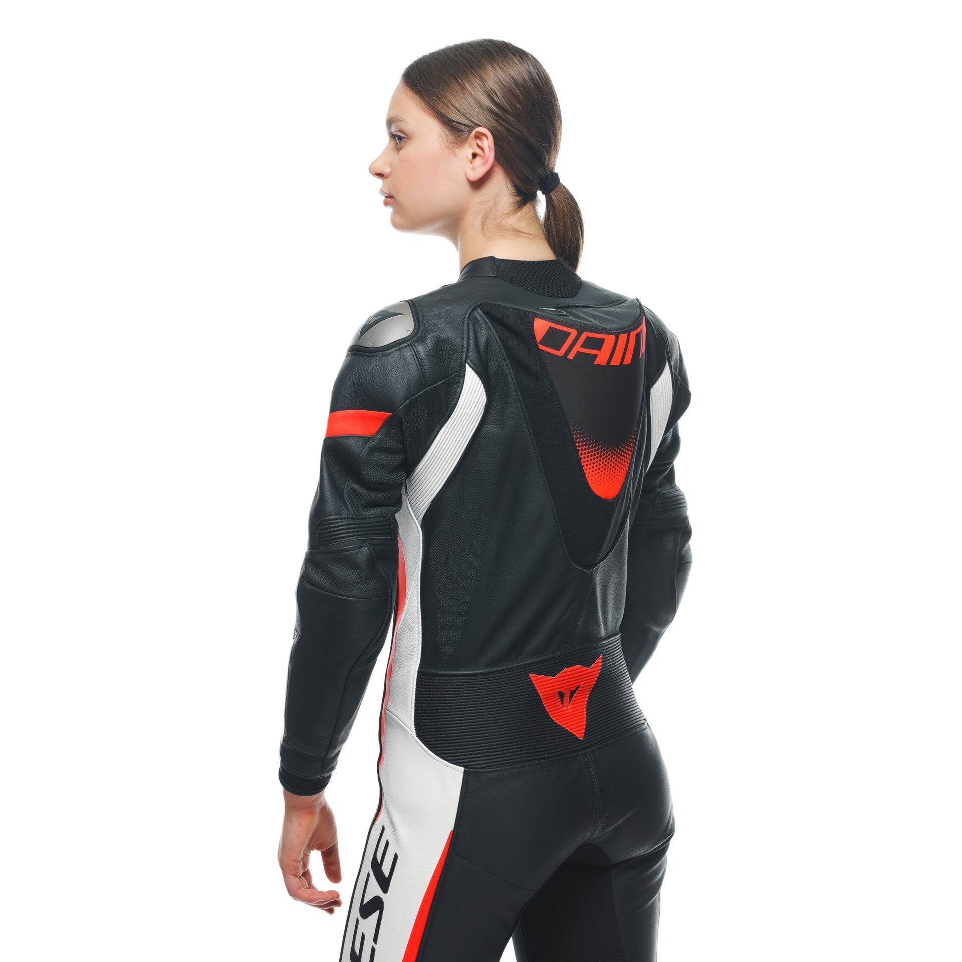 Dainese Grobnik Lady Eendelige Leren Pak – Geperforeerd Racesuit | Vrouwen | Wit/Rood 