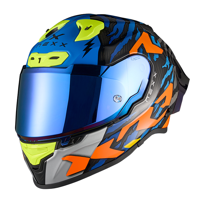 Nexx X.R3R Helm Ziger Carbon Oranje Blauw 01XR323513169 