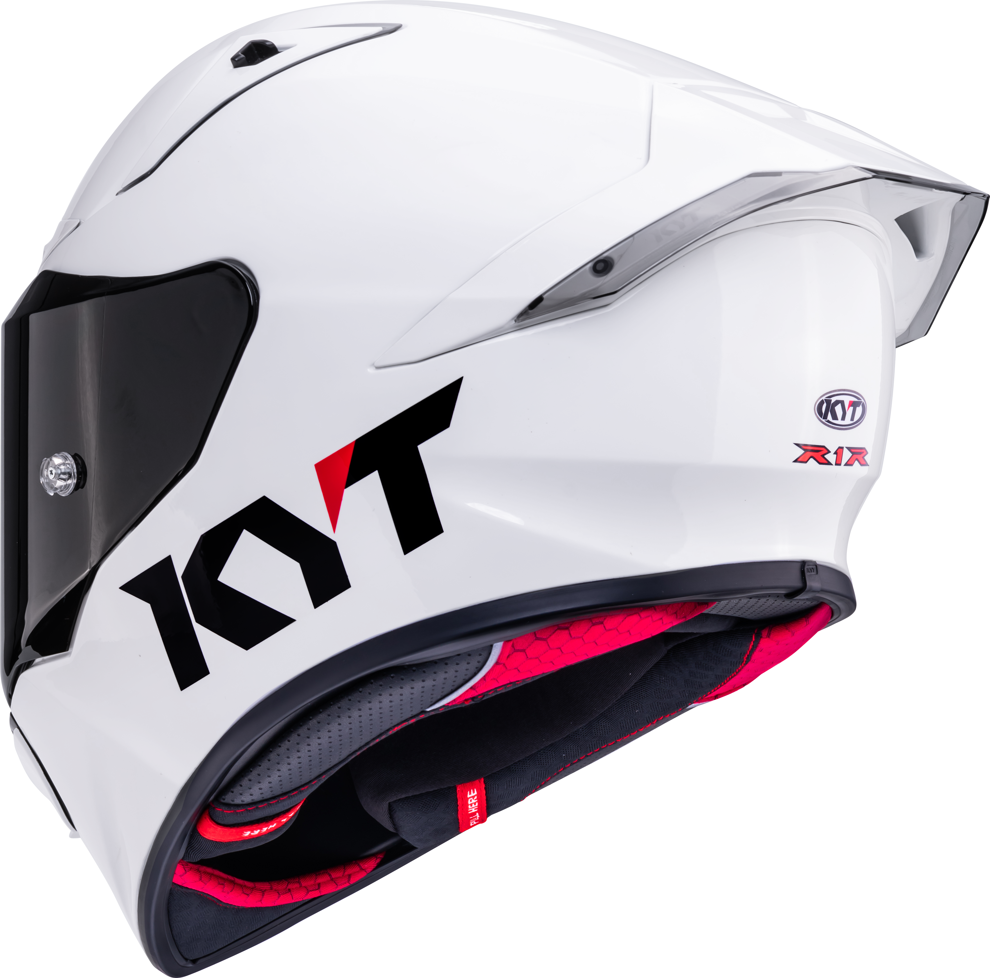 KYT R1R Racing Helm Plain wit glans Y6R100W3 