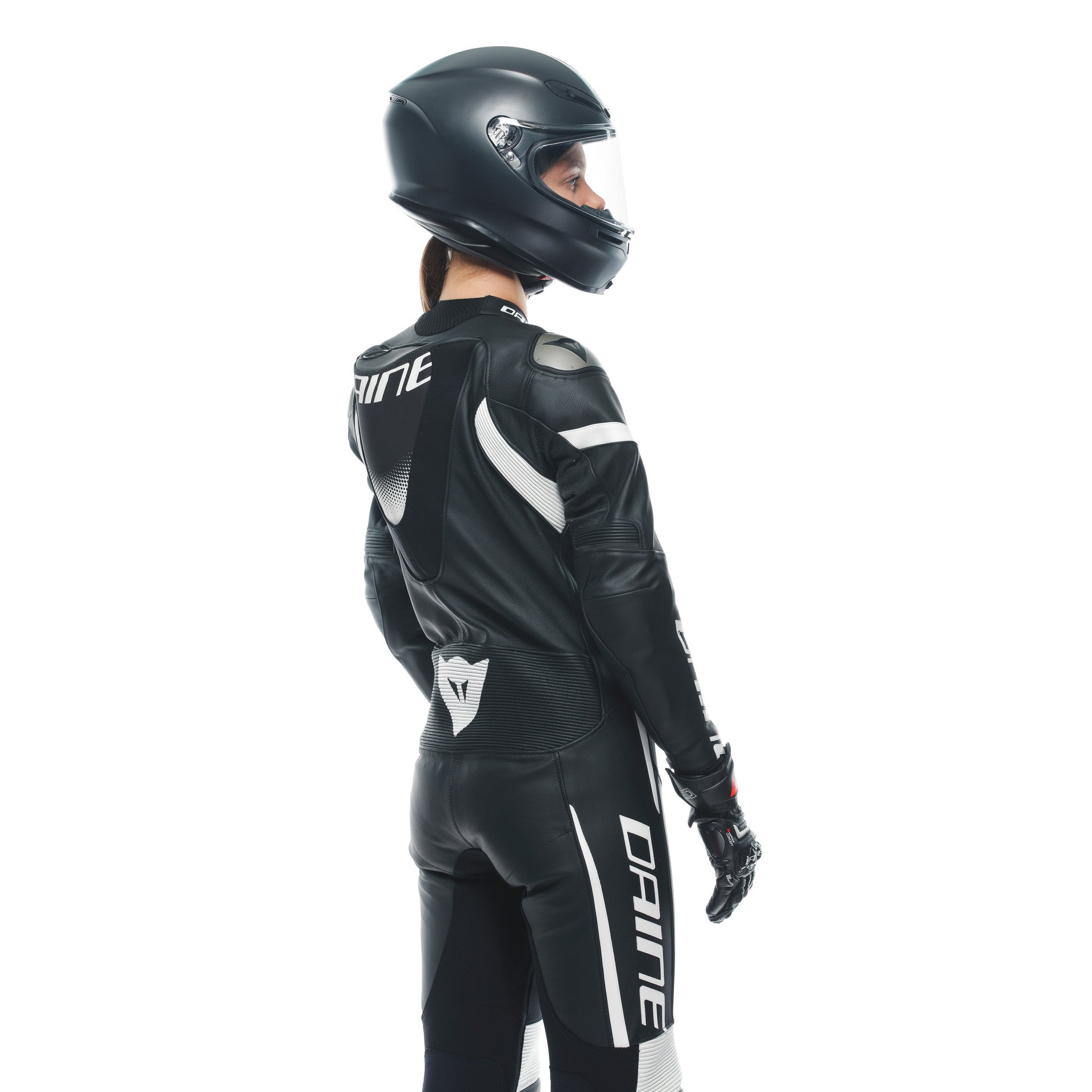 Dainese Grobnik Lady Eendelig Leren Pak – Geperforeerd Racepak | Vrouwen | Zwart/Wit 