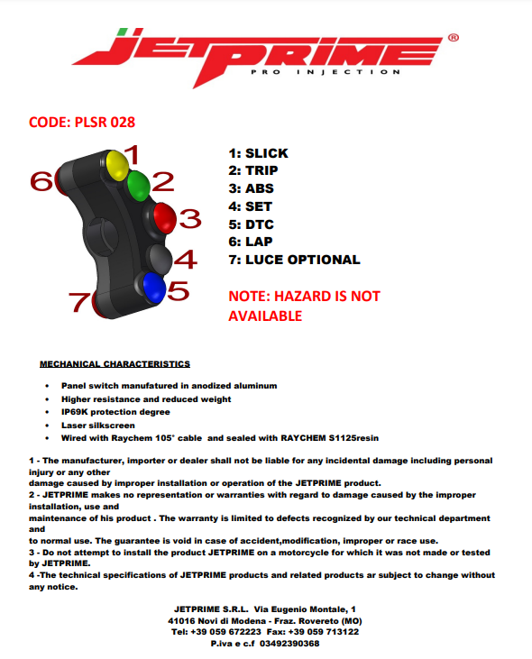 Stuurwielschakelaar Race links JetPrime BMW S1000RR (09-14) JP PLSR 028 