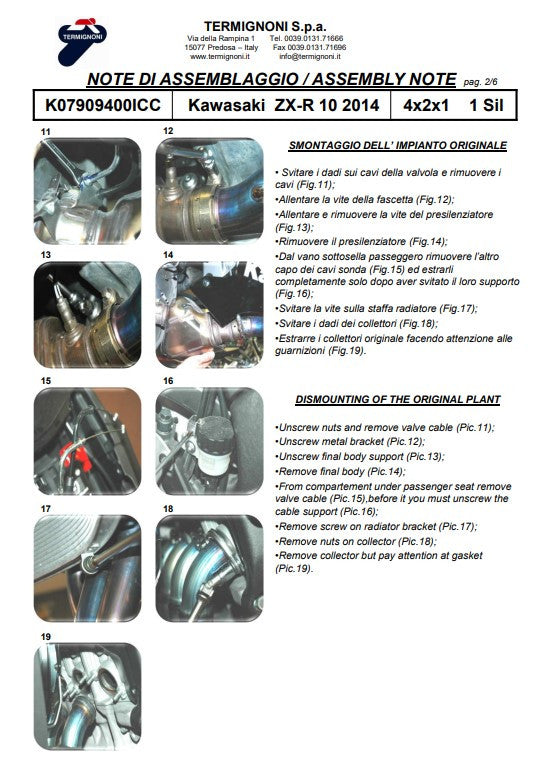 Termignoni Volledige uitlaat RVS Kawasaki ZX-10 R/RR (16-20) K07909400ICC 