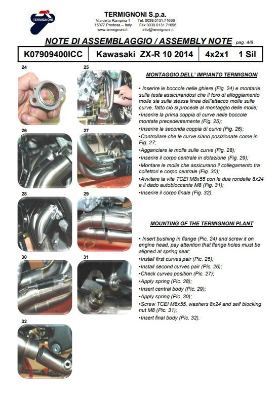 Termignoni Volledige uitlaat RVS Kawasaki ZX-10 R/RR (16-20) K07909400ICC 