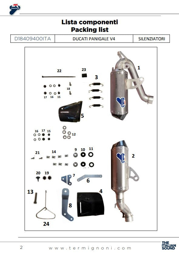 Termignoni Slip-On Kit Zwarte Editie Ducati Panigale V4/S/R (18-24) D18409400INA 