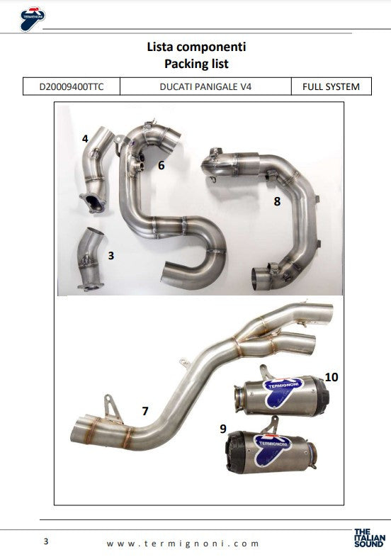 Termignoni complete uitlaat titanium D200 RHT Ducati Panigale V4/S (18-24) D20009400TTC 
