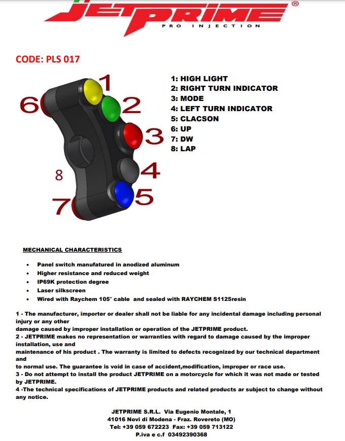 Stuurknop Street links JetPrime Honda CBR 1000 RR SC77 (17-19) JP PLS 017 