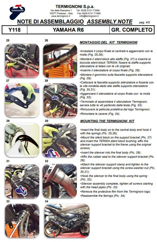 Termignoni Complete Titanium Kit-SSP Versie Yamaha YZF-R6 (06-25) Y11810200TCC 