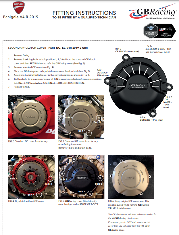 Motorcover beschermers compleetset GBRacing Ducati Panigale V4 R (19-21) 