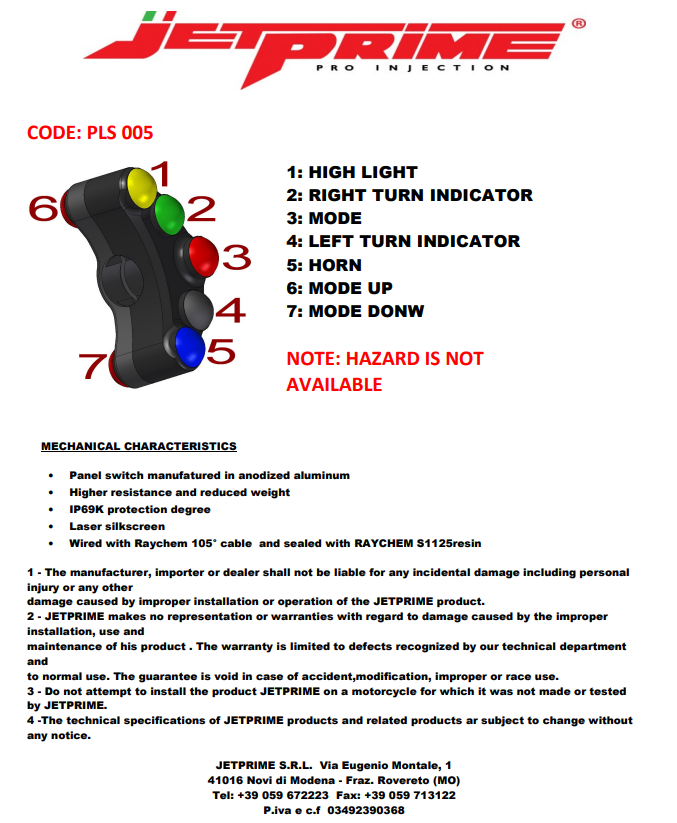 Stuurknop Street links JetPrime Ducati Panigale 899 (13-16) JP PLS 005 