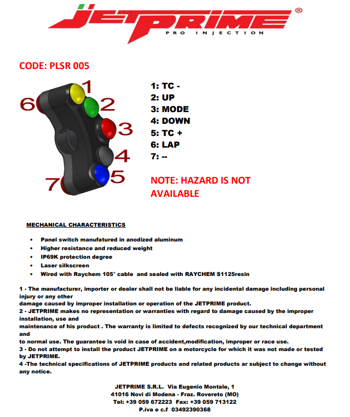 Stuurknop Race links JetPrime Ducati Panigale 1199/R/S (12-17) JP PLSR 005 