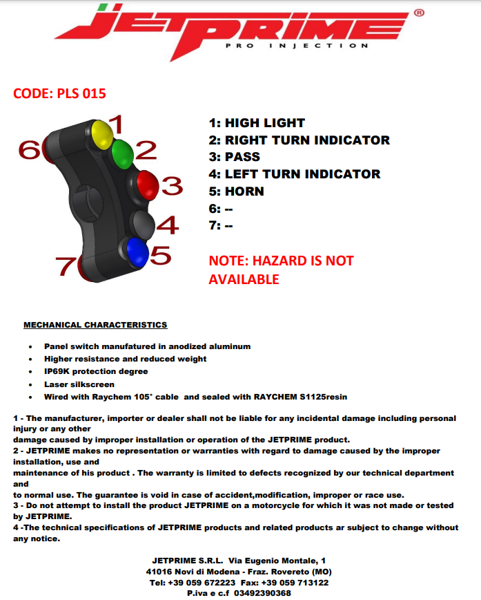 Stuurknop Street links JetPrime Yamaha YZF-R3 (15-18) JP PLS 015 