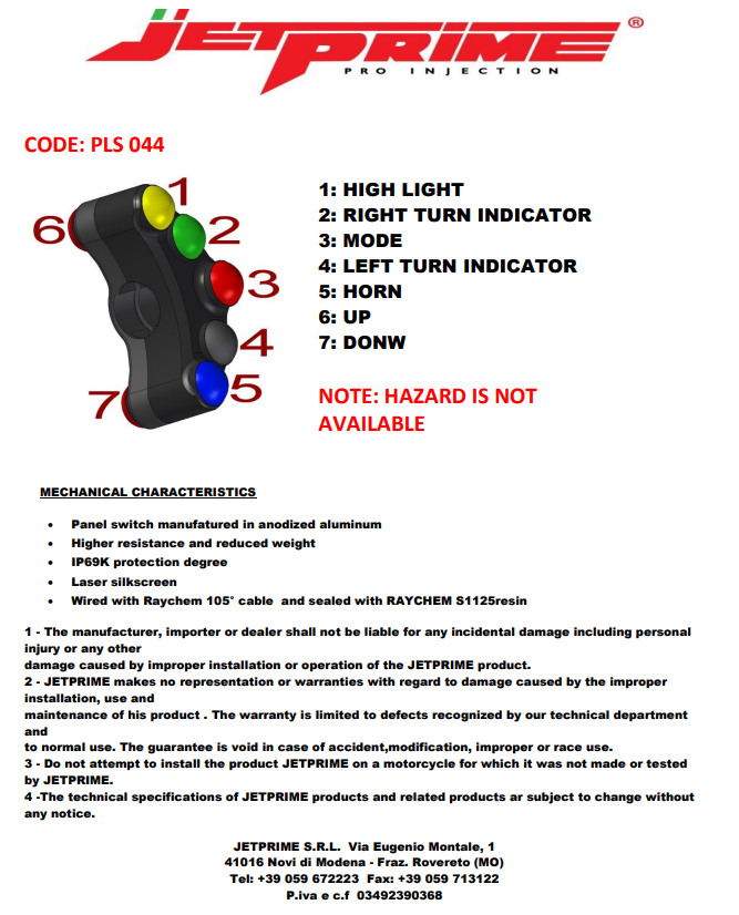 Stuurknop Street links JetPrime Kawasaki ZX-6R/636/RR (19-22) JP PLS 044 