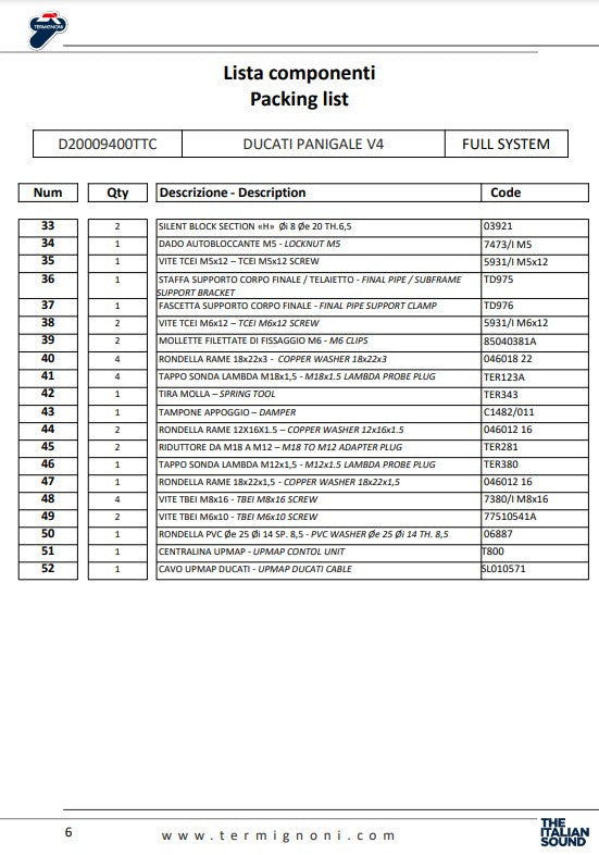 Termignoni Volledige uitlaat Titanium D200 RHT Ducati Panigale V4 R (19-24) D20009400TTC 