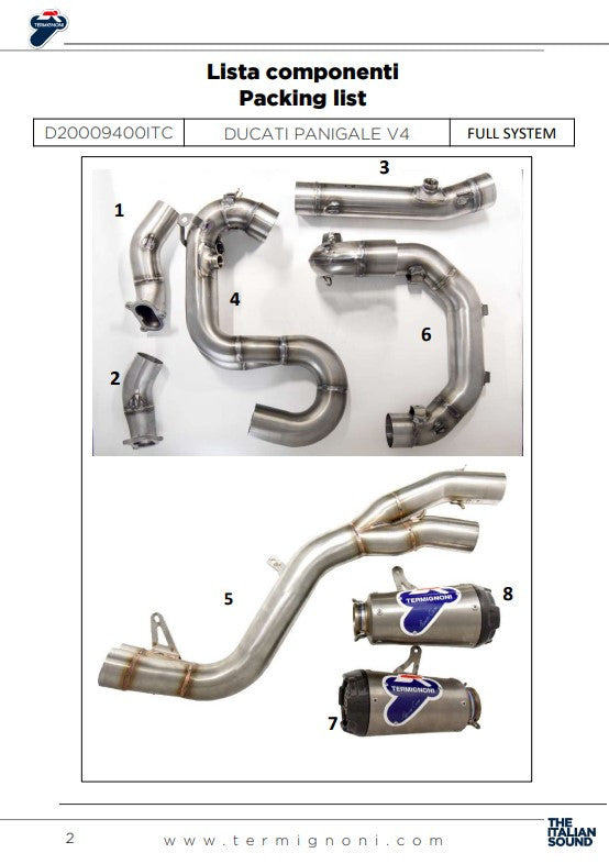 Termignoni Volledige uitlaat RVS D200 RHT Ducati Panigale V4 R (19-24) D20009400ITC 