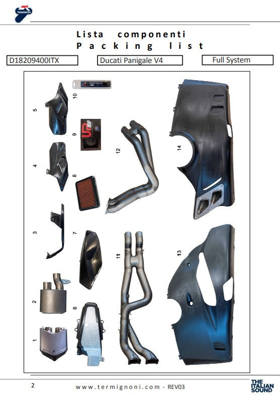 Termignoni compleet uitlaatsysteem roestvrij staal 4USCITE Ducati Panigale V4 R (19-24) D18209401ITX 
