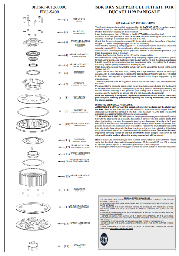 STM EVO SBK Droge koppeling Ducati Panigale 1199/1299 KTT-0400 