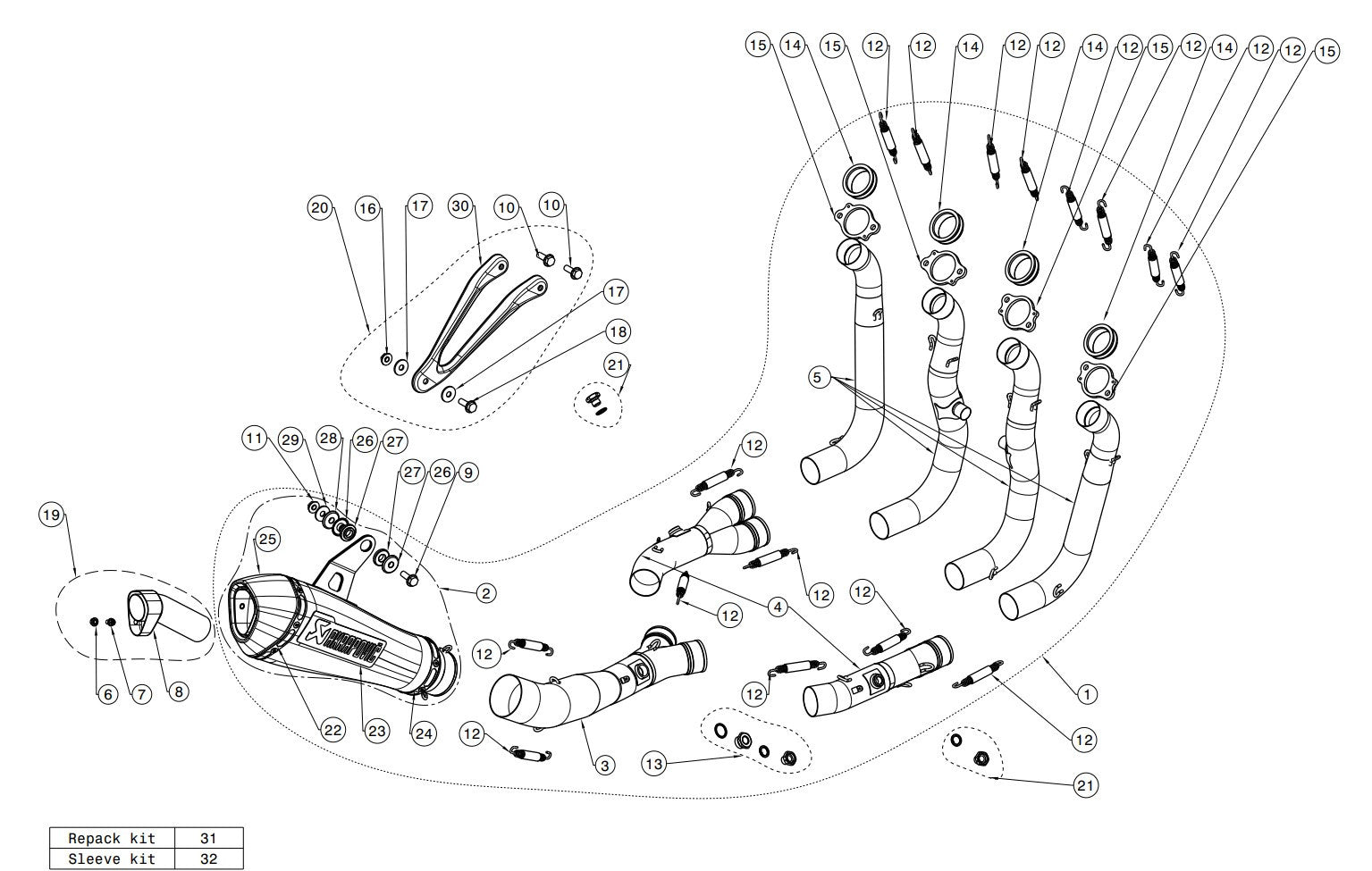 Akrapovic Racing Line (Roestvrij staal) BMW S1000RR K46 (15-18) S-B10R3-CZT 