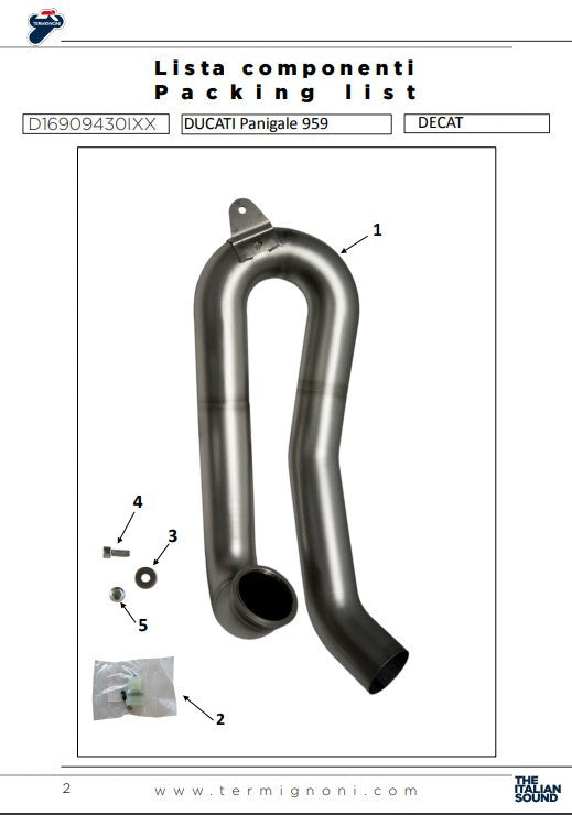 Termignoni Kat-vervangingspijp Ducati Panigale 959 (16-19) D16909430IXX 