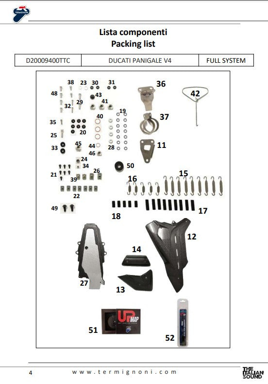 Termignoni Volledige uitlaat Titanium D200 RHT Ducati Panigale V4 R (19-24) D20009400TTC 