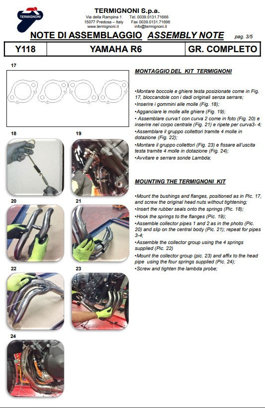 Termignoni Complete Titanium Kit-SSP Versie Yamaha YZF-R6 (06-25) Y11810200TCC 