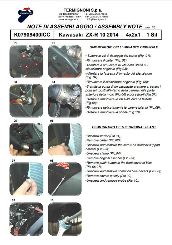 Termignoni Volledige uitlaat Titanium Kawasaki ZX-10 R/RR (16-20) K08010200TCC 