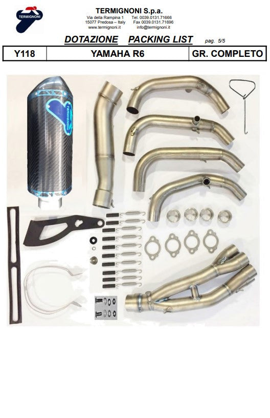 Termignoni Complete Titanium Kit-SSP Versie Yamaha YZF-R6 (06-25) Y11810200TCC 
