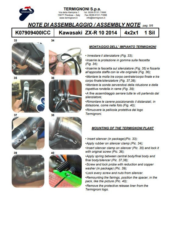 Termignoni Volledige uitlaat Titanium Kawasaki ZX-10 R/RR (16-20) K08010200TCC 