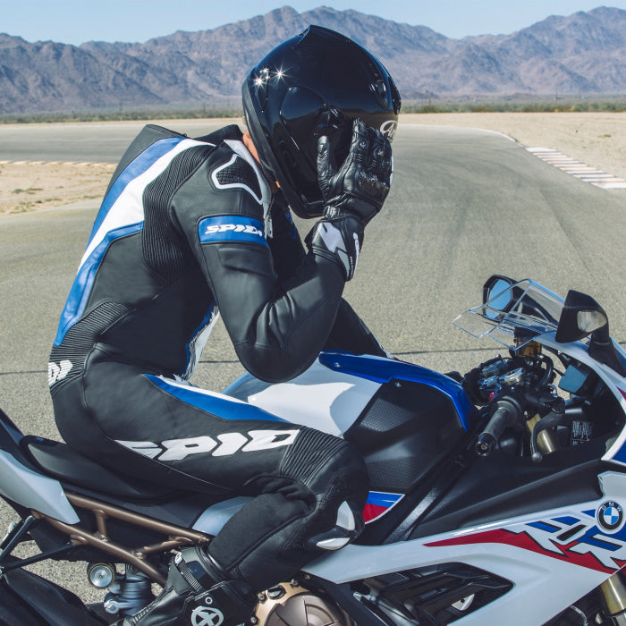 Spidi Laser Pro eendelige overall Leren pak – Geperforeerd racepak | Heren | Zwart/Blauw | Y154022 