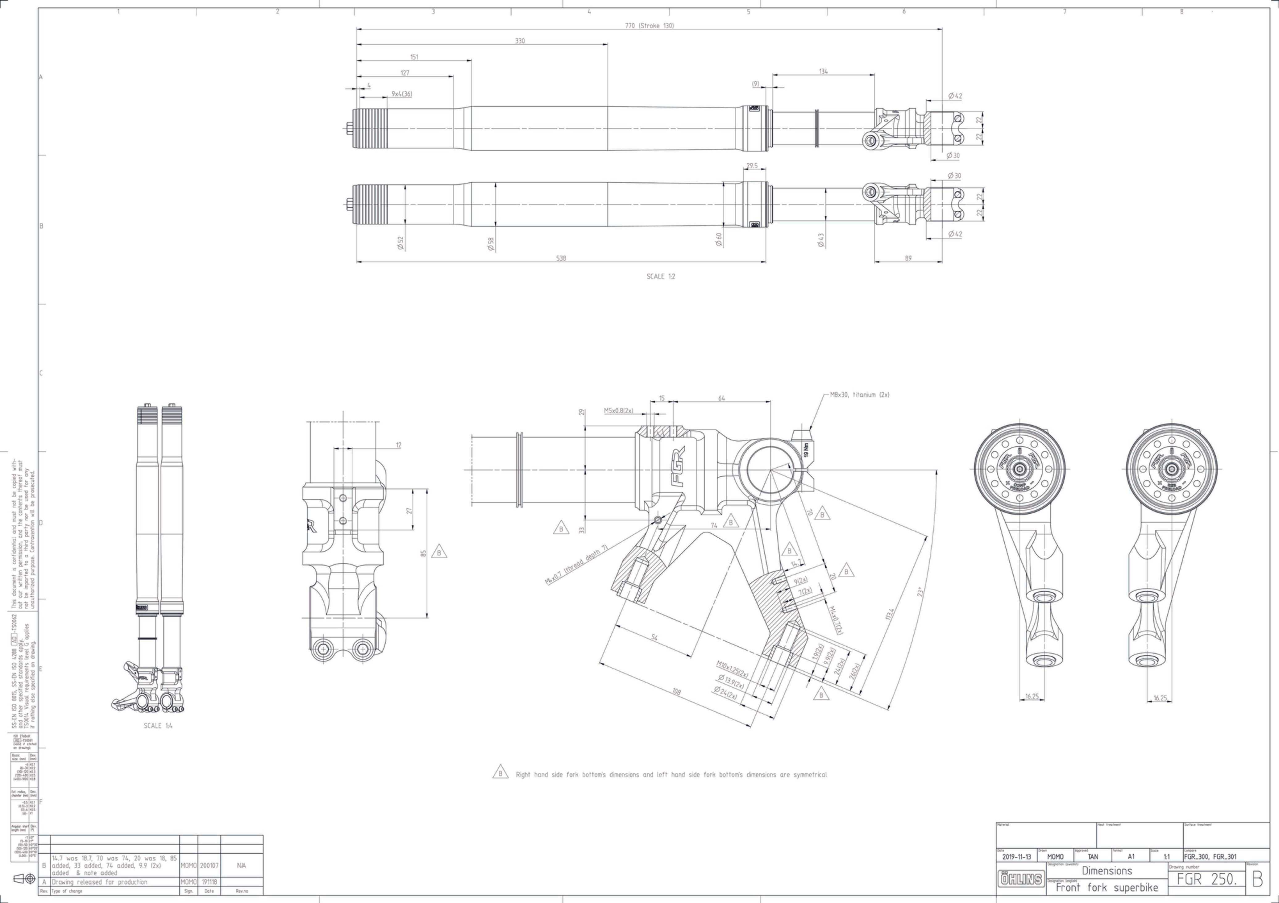 Öhlins FGR 250 Racing Voorvork USD Telefork Race Ducati Panigale V4/S (2025) FGR 256 